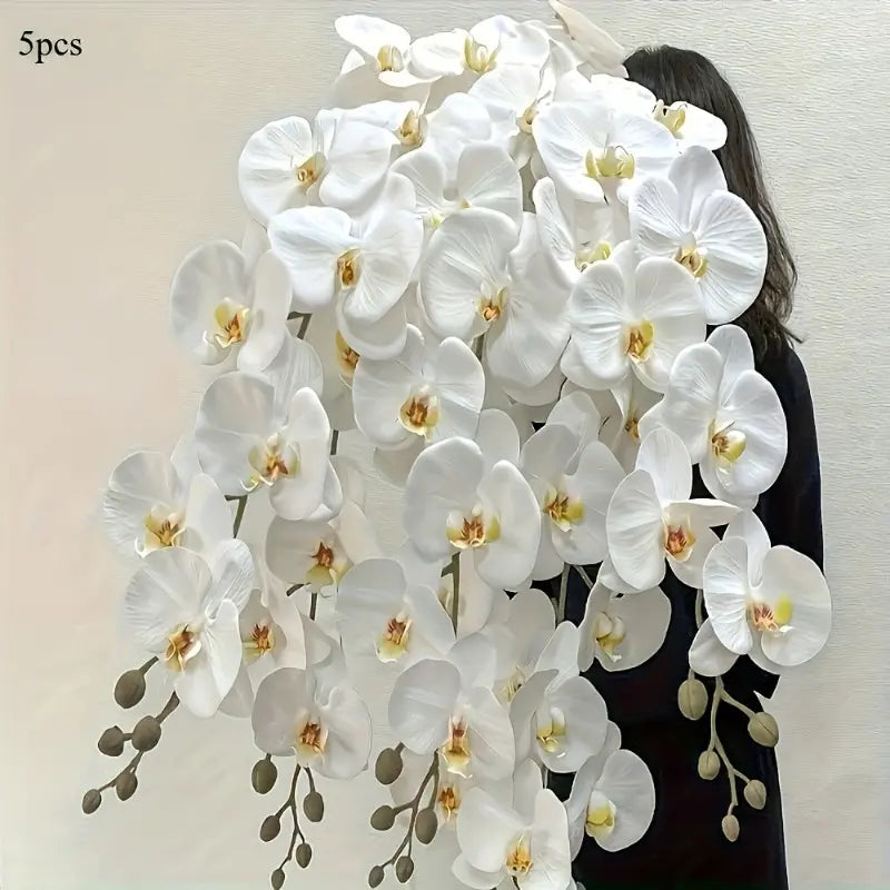 5 Pcs Set Artificial Phalaenopsis Decorative Bouquets, Artificial Flowers, Suitable for Valentine'S Day, Mother'S Day, Christmas, Thanksgiving and Other Occasions, Vase Not Included