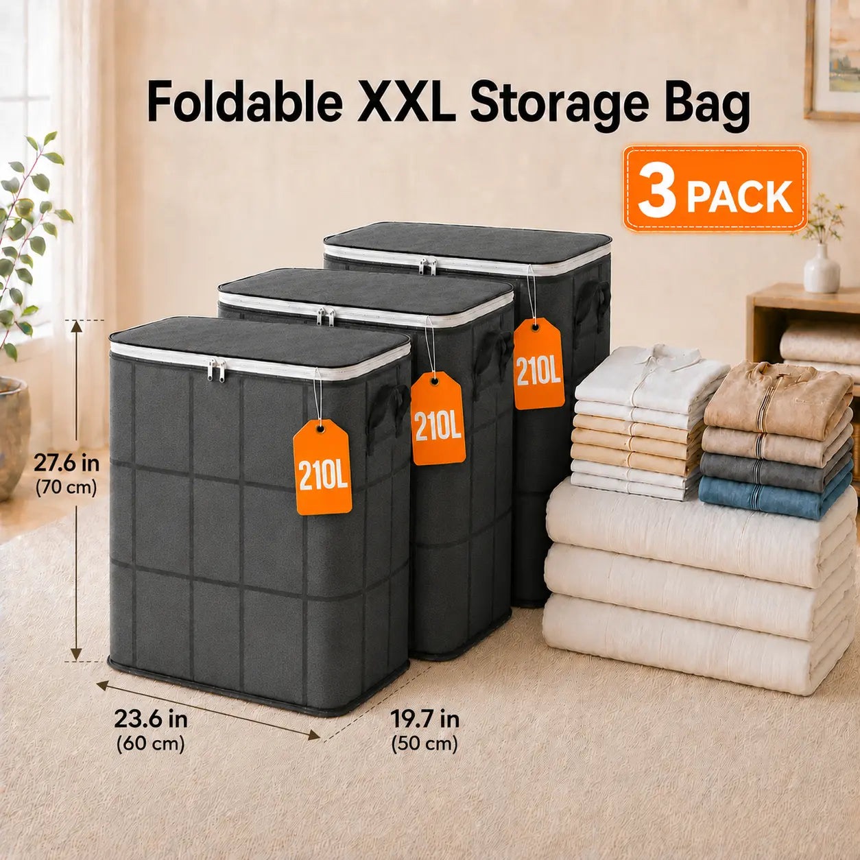 Extra Large Heavy Duty Moving Bags with Backpack Straps & Reinforced Handles, Dustproof Storage Bags for Clothes, Bedding & Travel, Zipper Closure Organizer for College Dorm, Closet and Home Organization