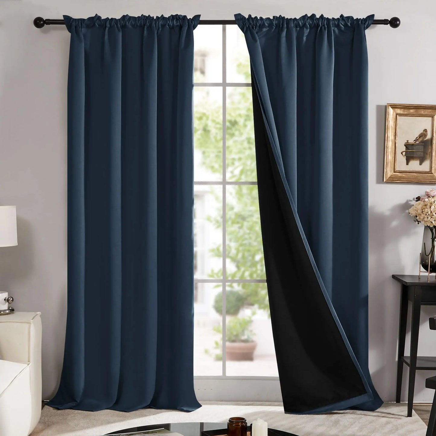 Deconovo Blackout Curtains (2 Panels, Rod Pocket) - Thermal Insulated, Soundproof Drapes with Double Layer for Living Room, Bedroom, Blacking Out Curtains, Soundproof Curtains