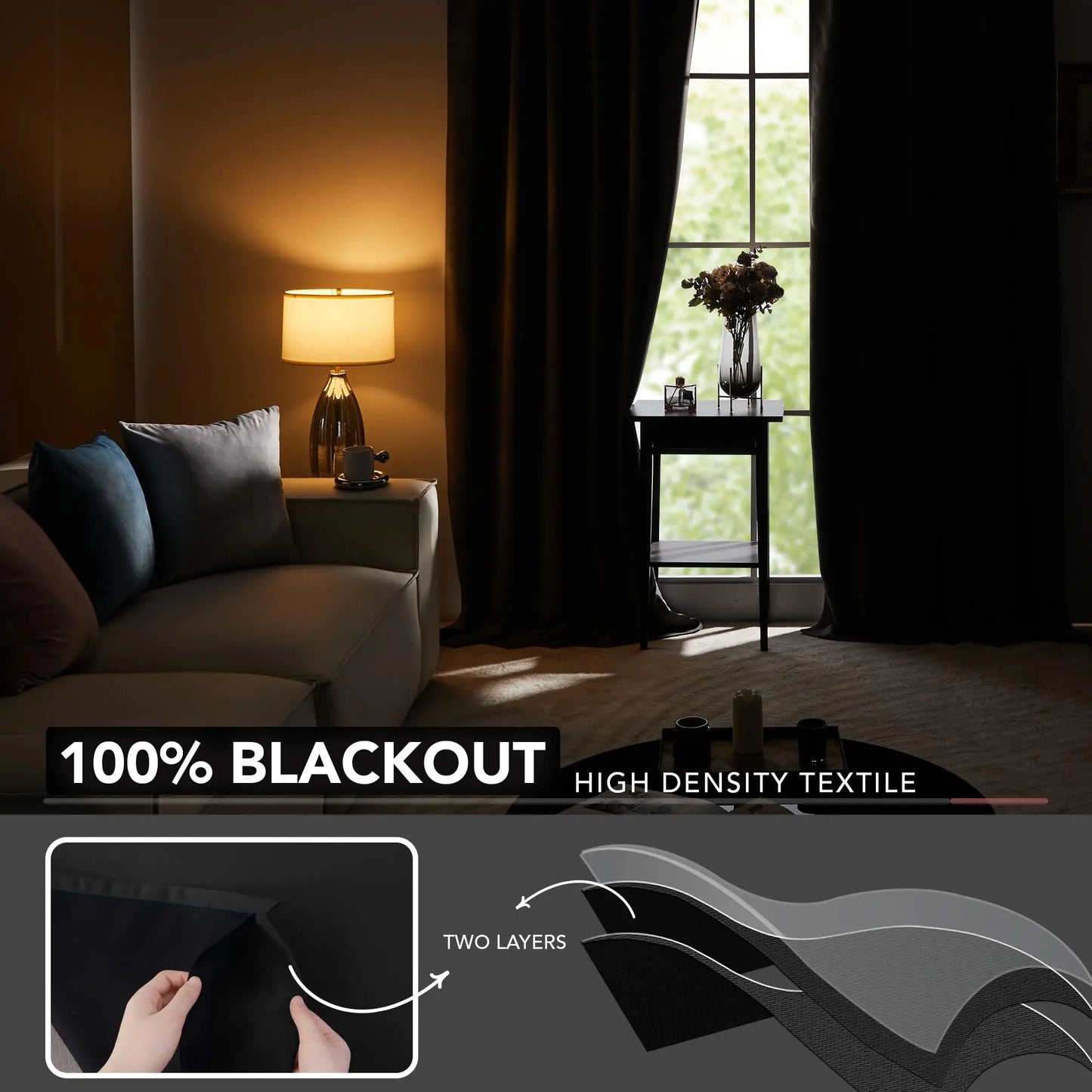 Deconovo Blackout Curtains (2 Panels, Rod Pocket) - Thermal Insulated, Soundproof Drapes with Double Layer for Living Room, Bedroom, Blacking Out Curtains, Soundproof Curtains