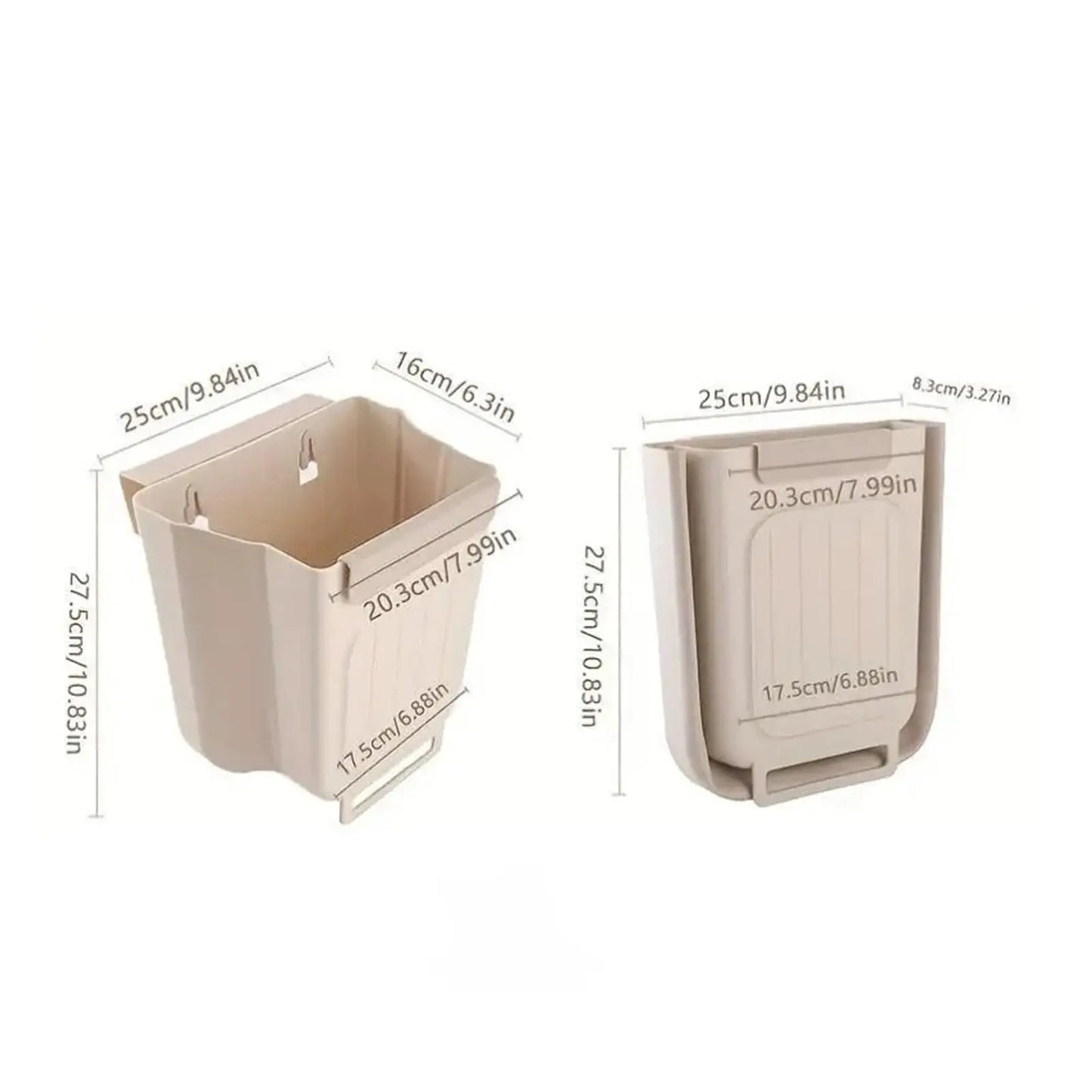 Collapsible Hanging Kitchen Trash Can - Foldable 11L Rubbish Bin for Cabinet and Countertop, Ideal for Kitchen and Bathroom Use