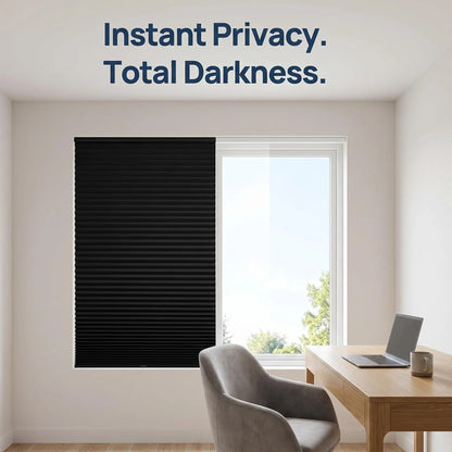 Blackout Curtain, Self-Adhesive, No Drilling Required, Easy Install, Sunlight Blocking Heat Insulation Privacy Protection, Modern Interior, Blackout Window Cover, Self-Adhesive Pleated Window Blind - 71X34.5In