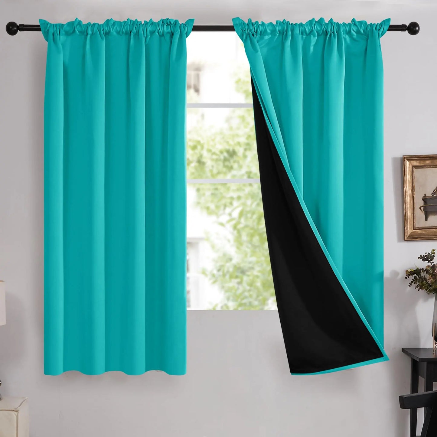 Deconovo Blackout Curtains (2 Panels, Rod Pocket) - Thermal Insulated, Soundproof Drapes with Double Layer for Living Room, Bedroom, Blacking Out Curtains, Soundproof Curtains