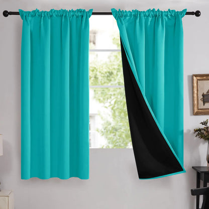 Deconovo Blackout Curtains (2 Panels, Rod Pocket) - Thermal Insulated, Soundproof Drapes with Double Layer for Living Room, Bedroom, Blacking Out Curtains, Soundproof Curtains