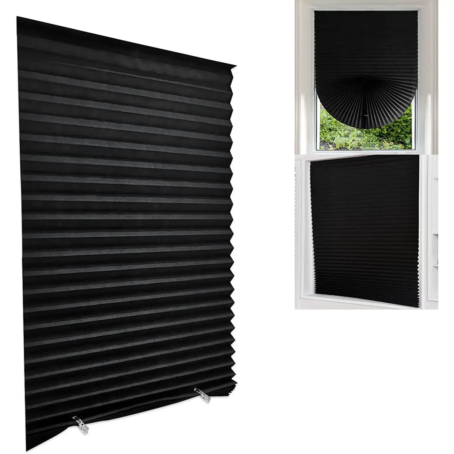 Blackout Curtain, Self-Adhesive, No Drilling Required, Easy Install, Sunlight Blocking Heat Insulation Privacy Protection, Modern Interior, Blackout Window Cover, Self-Adhesive Pleated Window Blind - 71X34.5In