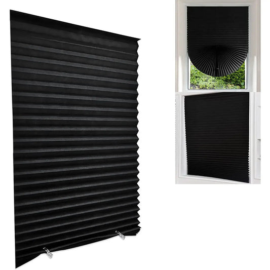 Blackout Curtain, Self-Adhesive, No Drilling Required, Easy Install, Sunlight Blocking Heat Insulation Privacy Protection, Modern Interior, Blackout Window Cover, Self-Adhesive Pleated Window Blind - 71X34.5In