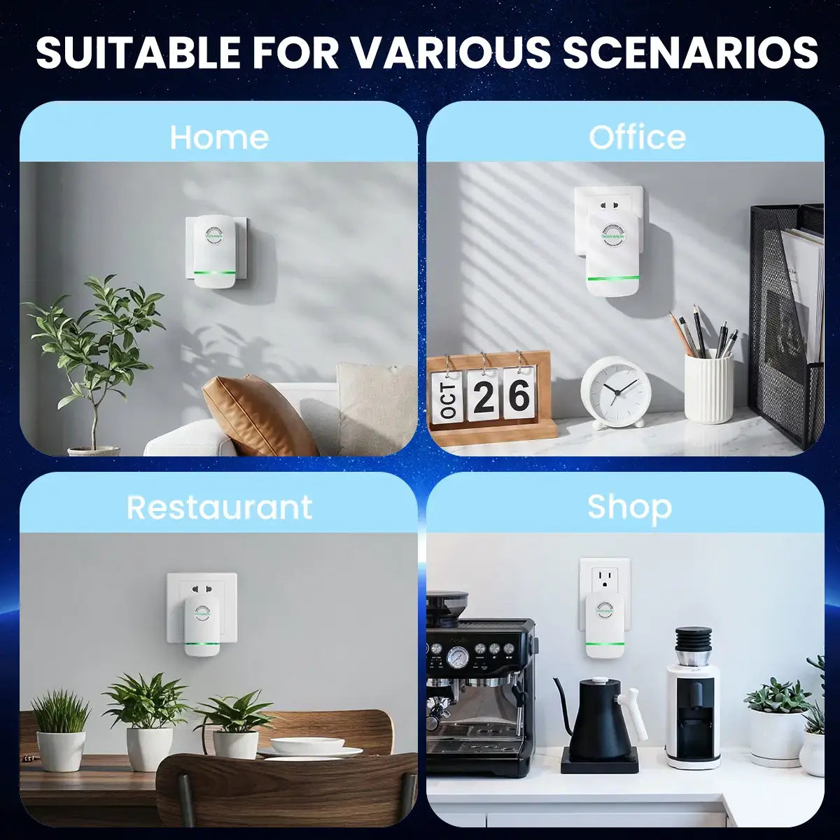 Compact Plug-In LED Indicator Light with US Plug – Wall Outlet Night Light for Bedroom, Office, Dorm Room (1/2/4 Pack)