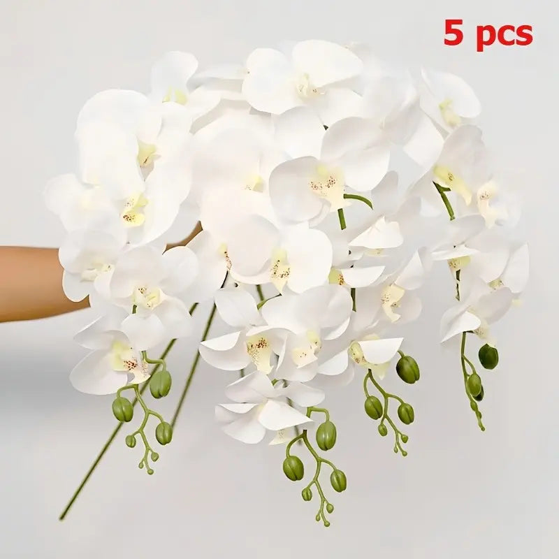 5 Pcs Set Artificial Phalaenopsis Decorative Bouquets, Artificial Flowers, Suitable for Valentine'S Day, Mother'S Day, Christmas, Thanksgiving and Other Occasions, Vase Not Included