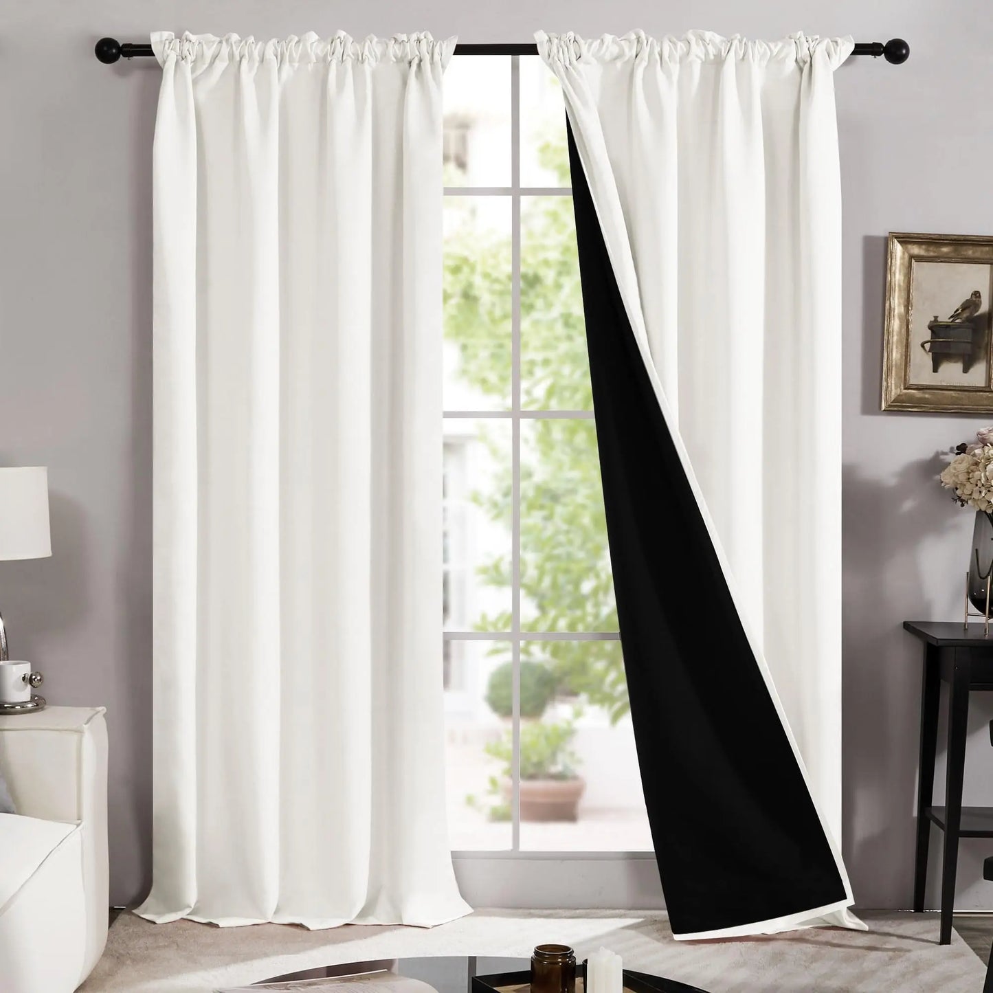 Deconovo Blackout Curtains (2 Panels, Rod Pocket) - Thermal Insulated, Soundproof Drapes with Double Layer for Living Room, Bedroom, Blacking Out Curtains, Soundproof Curtains