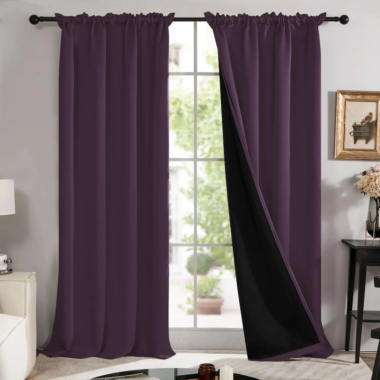 Deconovo Blackout Curtains (2 Panels, Rod Pocket) - Thermal Insulated, Soundproof Drapes with Double Layer for Living Room, Bedroom, Blacking Out Curtains, Soundproof Curtains