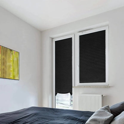 Blackout Curtain, Self-Adhesive, No Drilling Required, Easy Install, Sunlight Blocking Heat Insulation Privacy Protection, Modern Interior, Blackout Window Cover, Self-Adhesive Pleated Window Blind - 71X34.5In