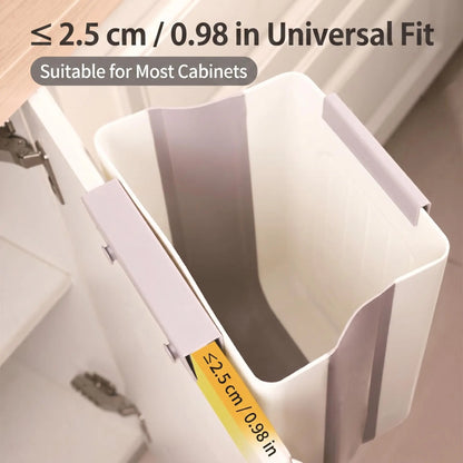 Collapsible Hanging Kitchen Trash Can - Foldable 11L Rubbish Bin for Cabinet and Countertop, Ideal for Kitchen and Bathroom Use