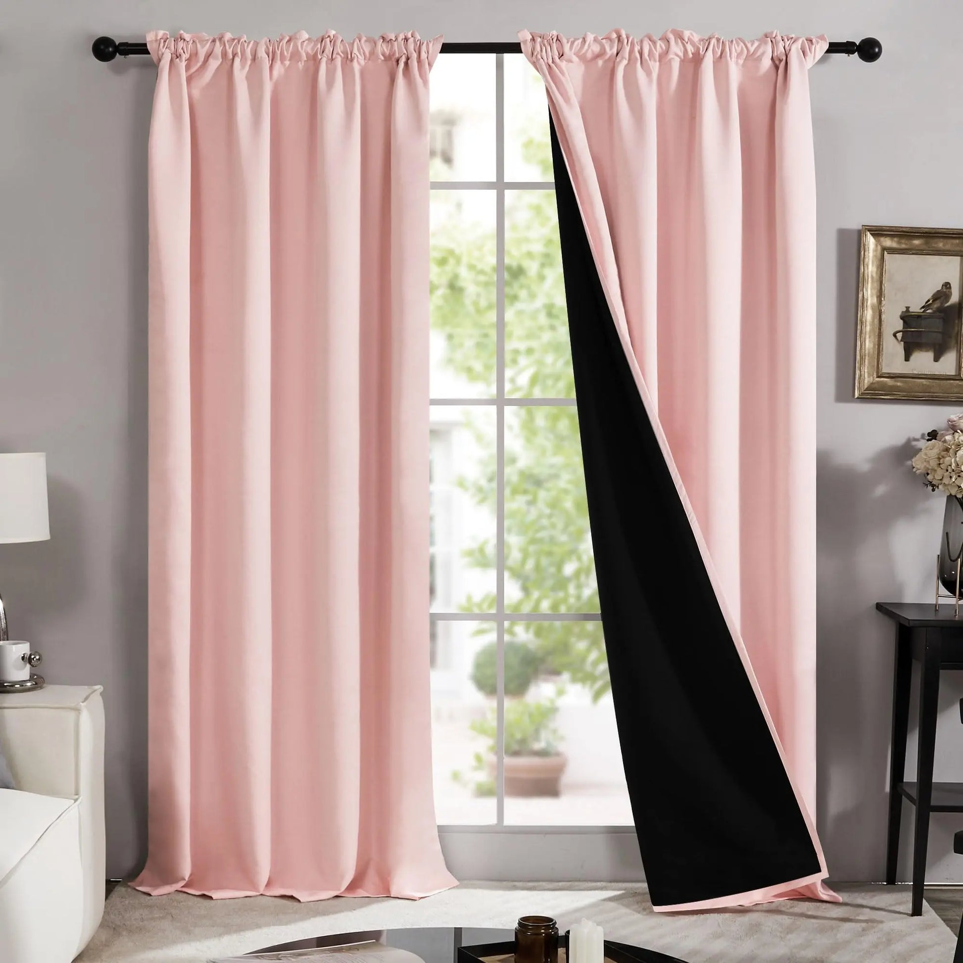 Deconovo Blackout Curtains (2 Panels, Rod Pocket) - Thermal Insulated, Soundproof Drapes with Double Layer for Living Room, Bedroom, Blacking Out Curtains, Soundproof Curtains