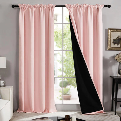 Deconovo Blackout Curtains (2 Panels, Rod Pocket) - Thermal Insulated, Soundproof Drapes with Double Layer for Living Room, Bedroom, Blacking Out Curtains, Soundproof Curtains