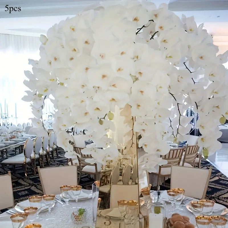 5 Pcs Set Artificial Phalaenopsis Decorative Bouquets, Artificial Flowers, Suitable for Valentine'S Day, Mother'S Day, Christmas, Thanksgiving and Other Occasions, Vase Not Included