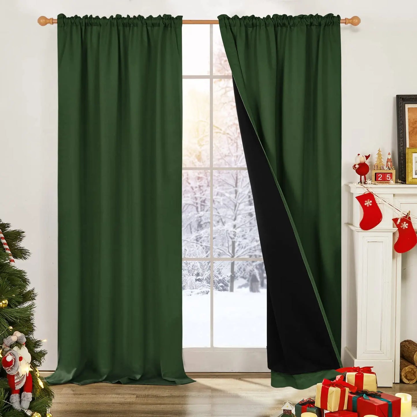Deconovo Blackout Curtains (2 Panels, Rod Pocket) - Thermal Insulated, Soundproof Drapes with Double Layer for Living Room, Bedroom, Blacking Out Curtains, Soundproof Curtains
