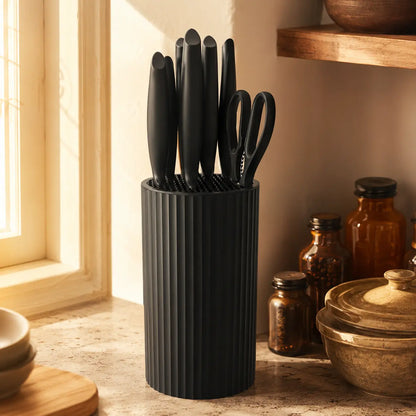8-Piece Japanese-Style Stainless Steel Cutter Set - Elegant Black, Non-Slip Ergonomic Handle, Dishwasher Washer-Ready - Includes Chef'S Knife, Serrated Knife, Paring Knife and More - Perfect for Holiday Gifts