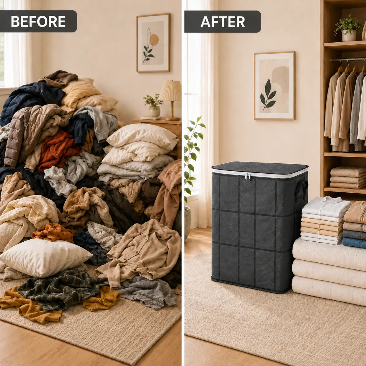 Extra Large Heavy Duty Moving Bags with Backpack Straps & Reinforced Handles, Dustproof Storage Bags for Clothes, Bedding & Travel, Zipper Closure Organizer for College Dorm, Closet and Home Organization