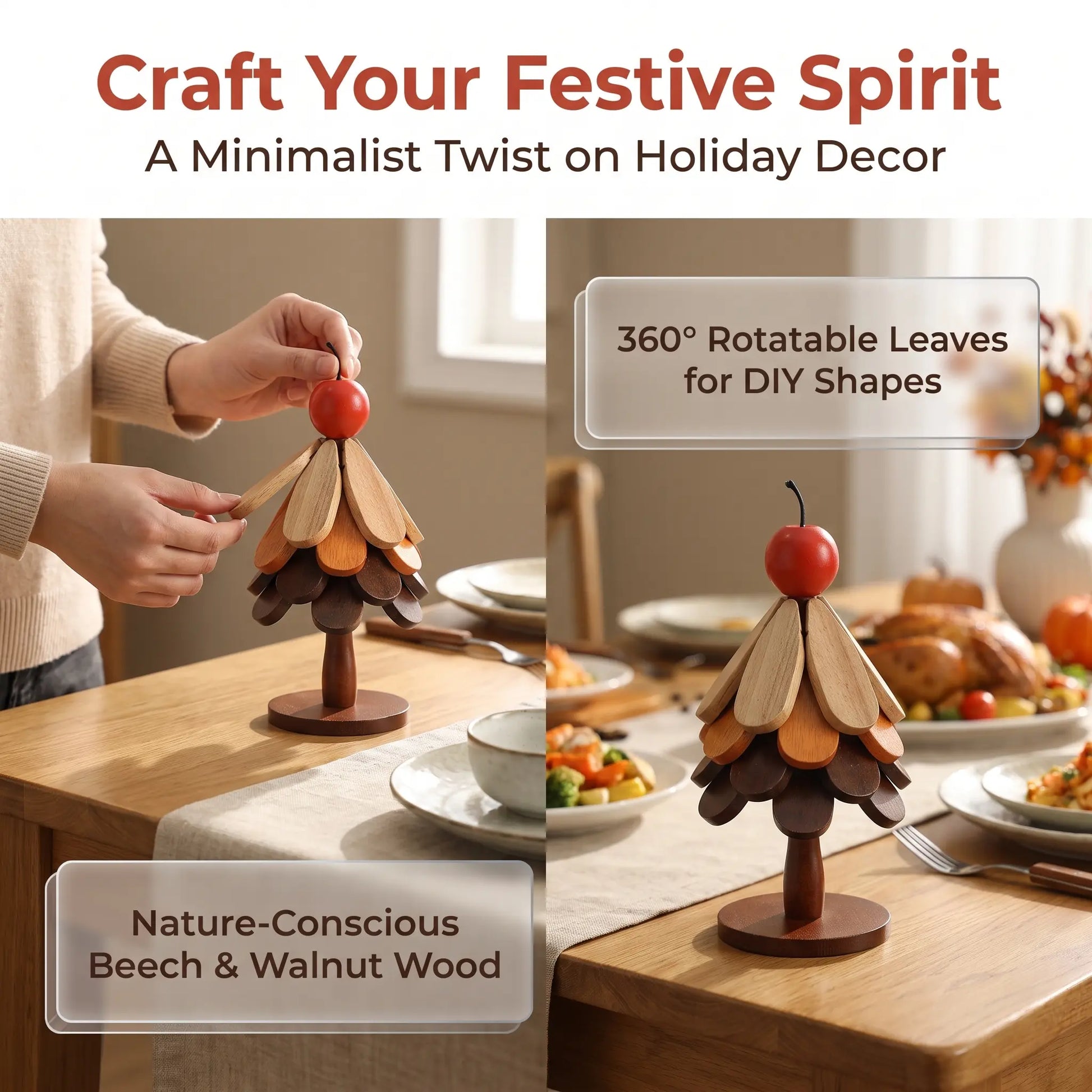 Sturdy Solid Wood Kitchen Coasters, Heat Insulation Mats for Mugs, Cups, & Tableware, Rustic Table Decor