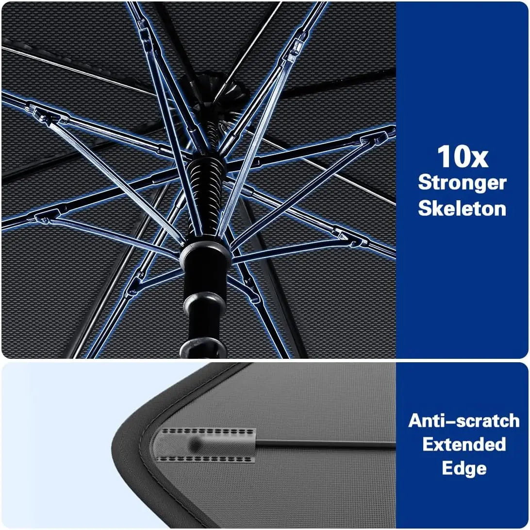 [Upgraded] Windshield Sun Shade Umbrella - [Vinyl Coating Heat Shield] Protect Car from Sun Rays & Heat Damage Keep Cool and Protect Interior, Spring Structure Edge Medium 56" L X 31" W, Durable Sun Shade, Shade for Car Window