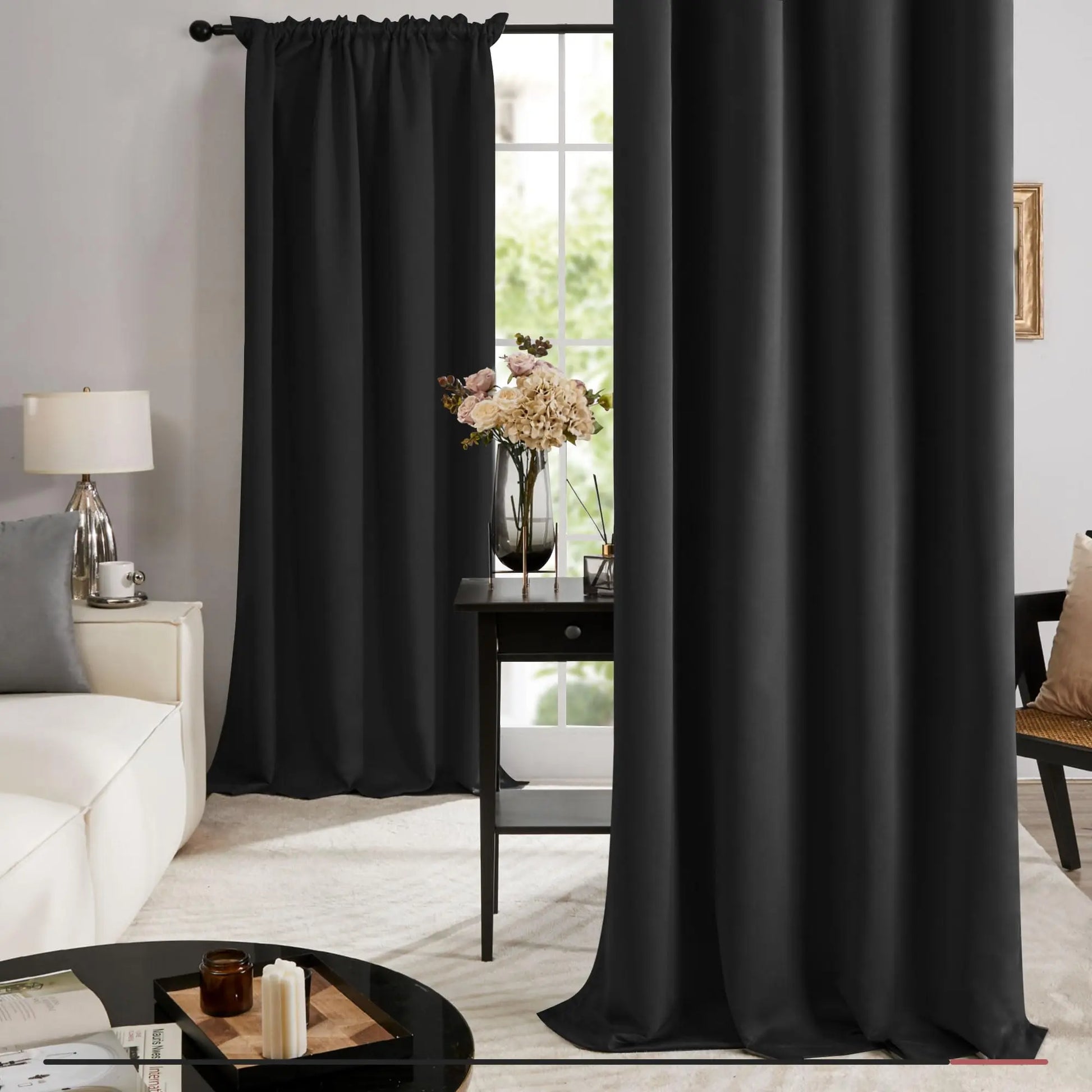 Deconovo Blackout Curtains (2 Panels, Rod Pocket) - Thermal Insulated, Soundproof Drapes with Double Layer for Living Room, Bedroom, Blacking Out Curtains, Soundproof Curtains