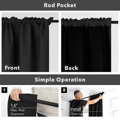 Deconovo Blackout Curtains (2 Panels, Rod Pocket) - Thermal Insulated, Soundproof Drapes with Double Layer for Living Room, Bedroom, Blacking Out Curtains, Soundproof Curtains