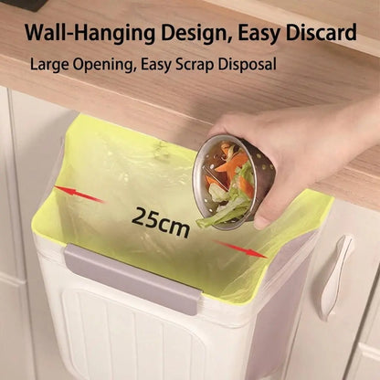 Collapsible Hanging Kitchen Trash Can - Foldable 11L Rubbish Bin for Cabinet and Countertop, Ideal for Kitchen and Bathroom Use