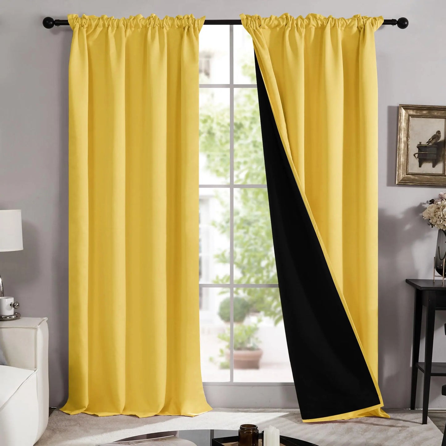 Deconovo Blackout Curtains (2 Panels, Rod Pocket) - Thermal Insulated, Soundproof Drapes with Double Layer for Living Room, Bedroom, Blacking Out Curtains, Soundproof Curtains