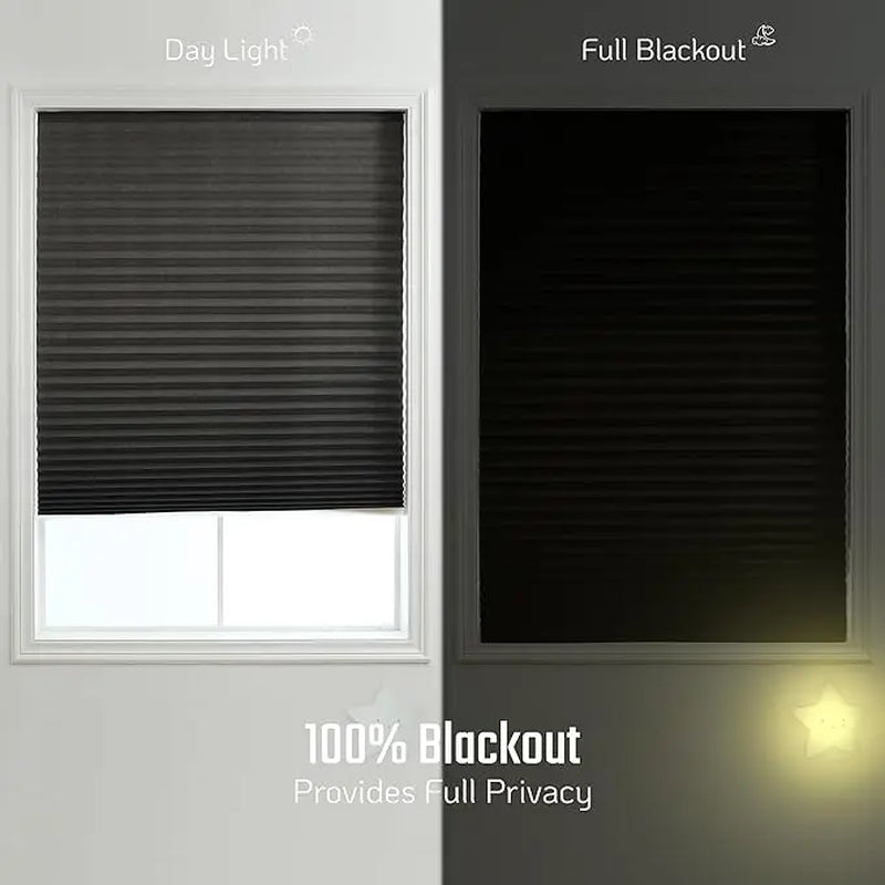 Blackout Roller Blinds | Cellular Fabric 4 Pack Cordless No Drilling Install Complete Privacy Thermal Insulated | Shadisfy