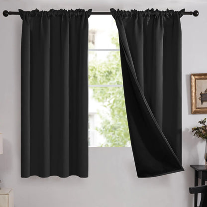 Deconovo Blackout Curtains (2 Panels, Rod Pocket) - Thermal Insulated, Soundproof Drapes with Double Layer for Living Room, Bedroom, Blacking Out Curtains, Soundproof Curtains