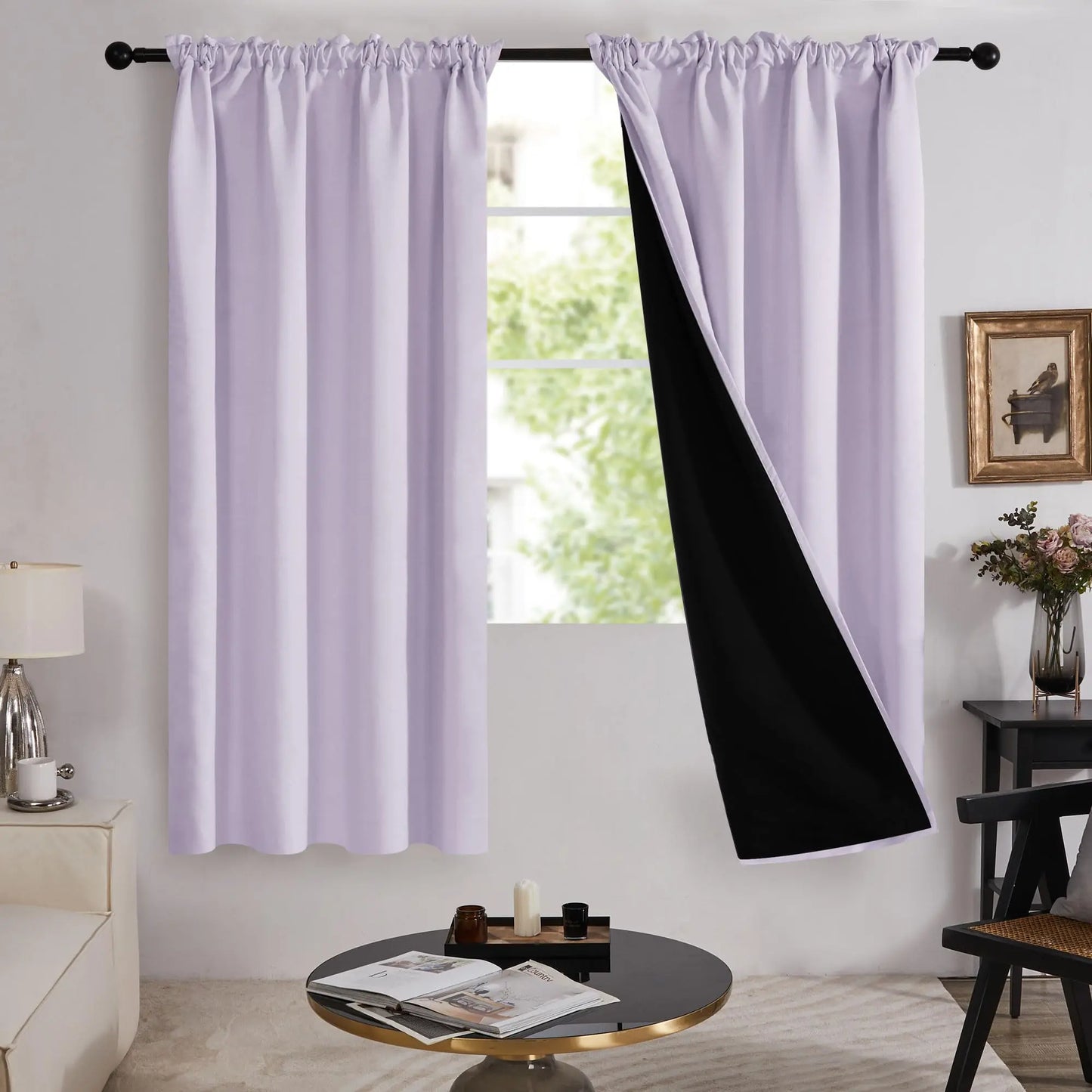 Deconovo Blackout Curtains (2 Panels, Rod Pocket) - Thermal Insulated, Soundproof Drapes with Double Layer for Living Room, Bedroom, Blacking Out Curtains, Soundproof Curtains