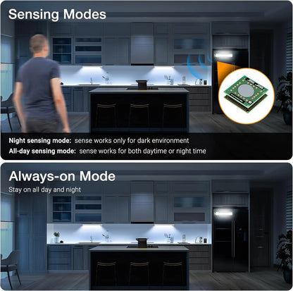 Cabinet Light, Kitchen Counter Light, 3 Color Temperatures, 3 Modes Dimmable, Rechargeable Motion Sensor Closet Light, Indoor, Battery Powered Light, 9.8 Inch (Approx. 24.9 Cm) 3-Pack Led