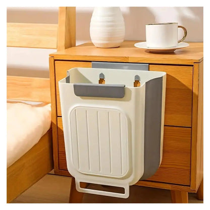 Collapsible Hanging Kitchen Trash Can - Foldable 11L Rubbish Bin for Cabinet and Countertop, Ideal for Kitchen and Bathroom Use