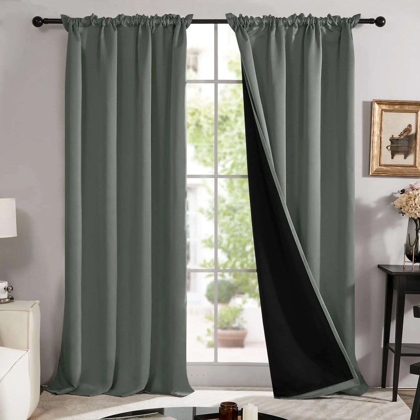Deconovo Blackout Curtains (2 Panels, Rod Pocket) - Thermal Insulated, Soundproof Drapes with Double Layer for Living Room, Bedroom, Blacking Out Curtains, Soundproof Curtains