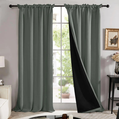 Deconovo Blackout Curtains (2 Panels, Rod Pocket) - Thermal Insulated, Soundproof Drapes with Double Layer for Living Room, Bedroom, Blacking Out Curtains, Soundproof Curtains