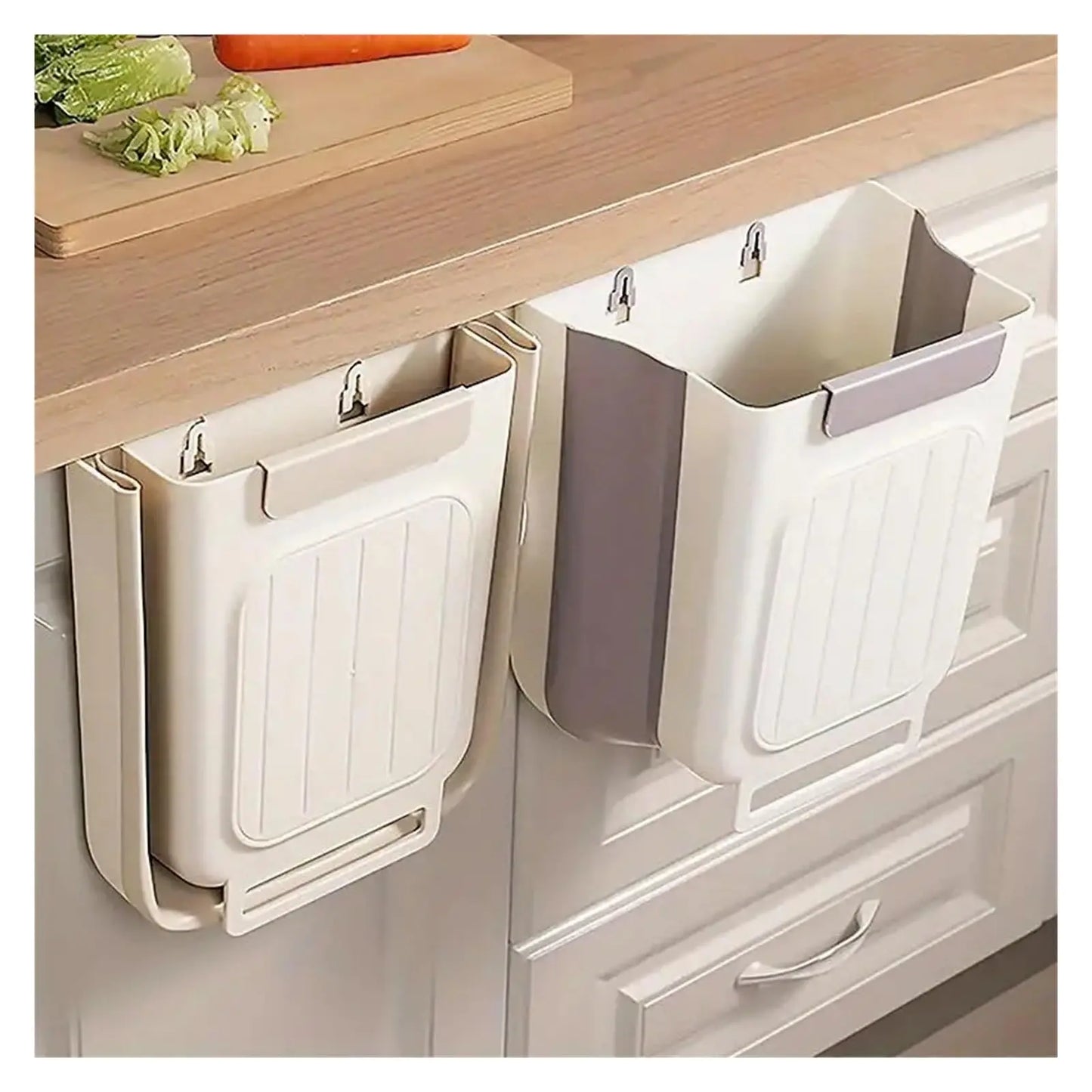 Collapsible Hanging Kitchen Trash Can - Foldable 11L Rubbish Bin for Cabinet and Countertop, Ideal for Kitchen and Bathroom Use
