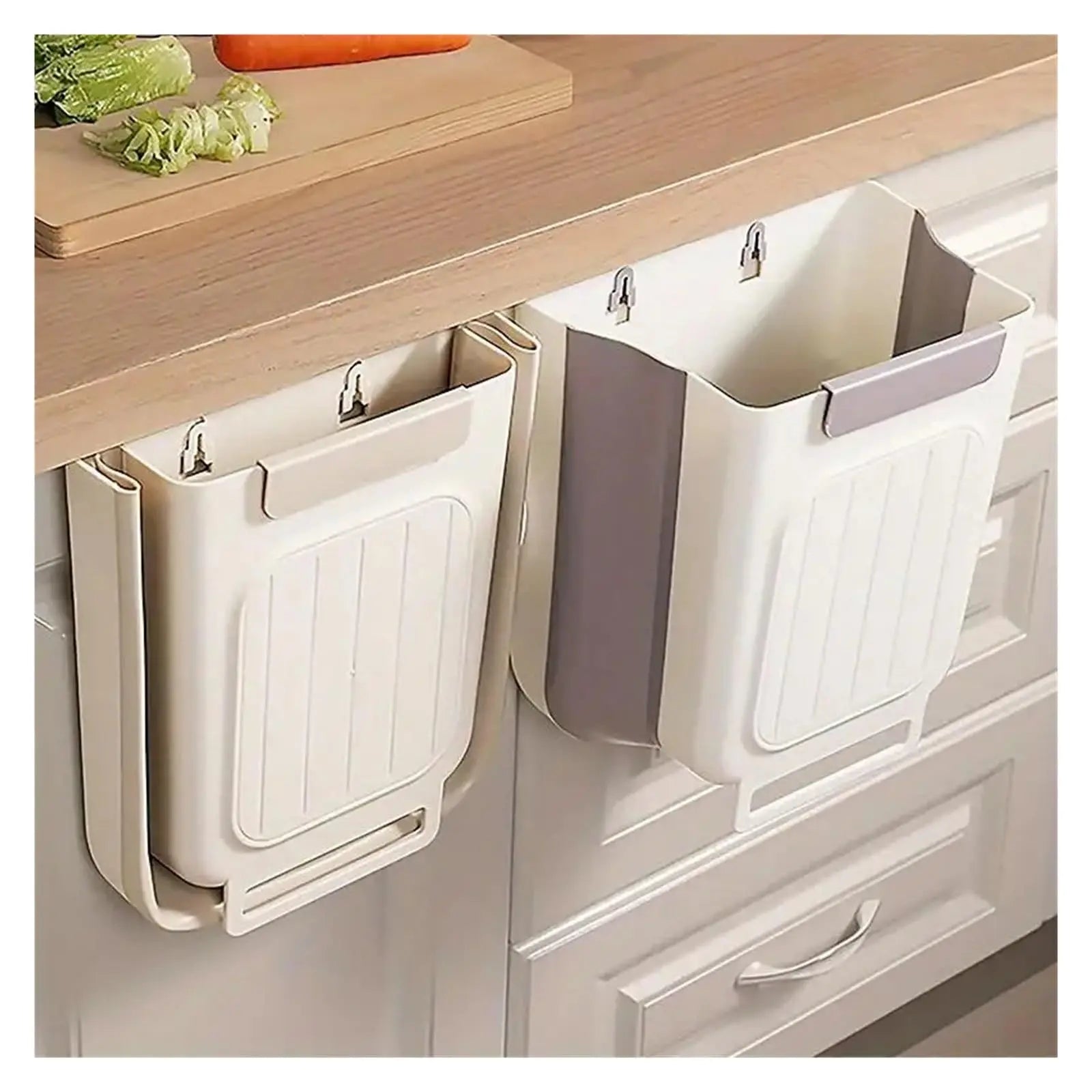 Collapsible Hanging Kitchen Trash Can - Foldable 11L Rubbish Bin for Cabinet and Countertop, Ideal for Kitchen and Bathroom Use