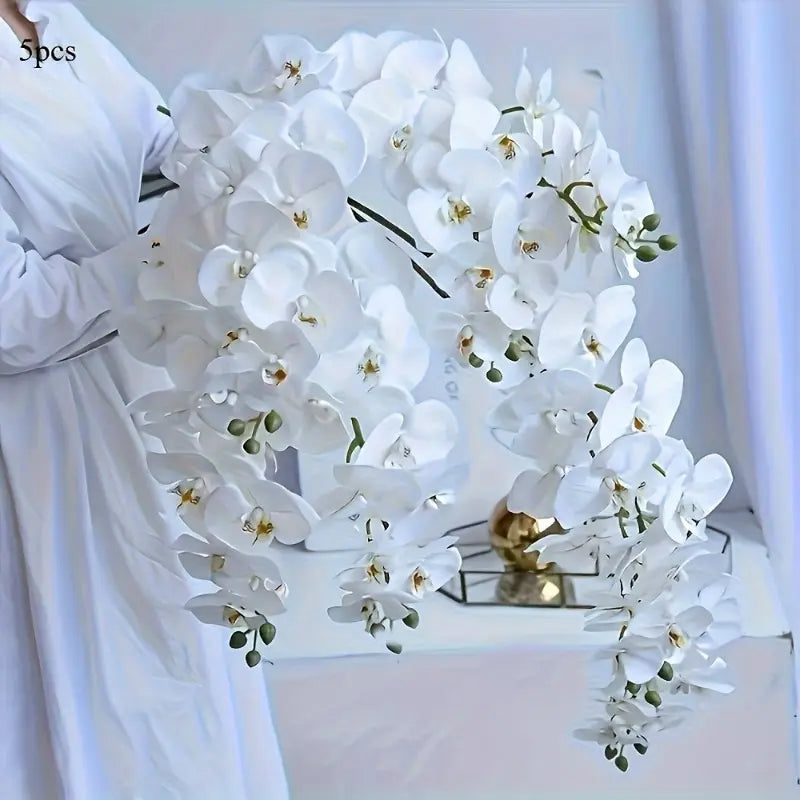 5 Pcs Set Artificial Phalaenopsis Decorative Bouquets, Artificial Flowers, Suitable for Valentine'S Day, Mother'S Day, Christmas, Thanksgiving and Other Occasions, Vase Not Included