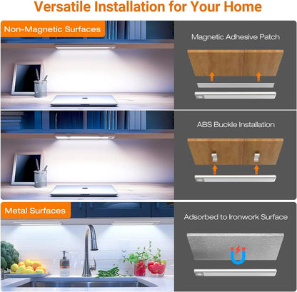 Cabinet Light, Kitchen Counter Light, 3 Color Temperatures, 3 Modes Dimmable, Rechargeable Motion Sensor Closet Light, Indoor, Battery Powered Light, 9.8 Inch (Approx. 24.9 Cm) 3-Pack Led