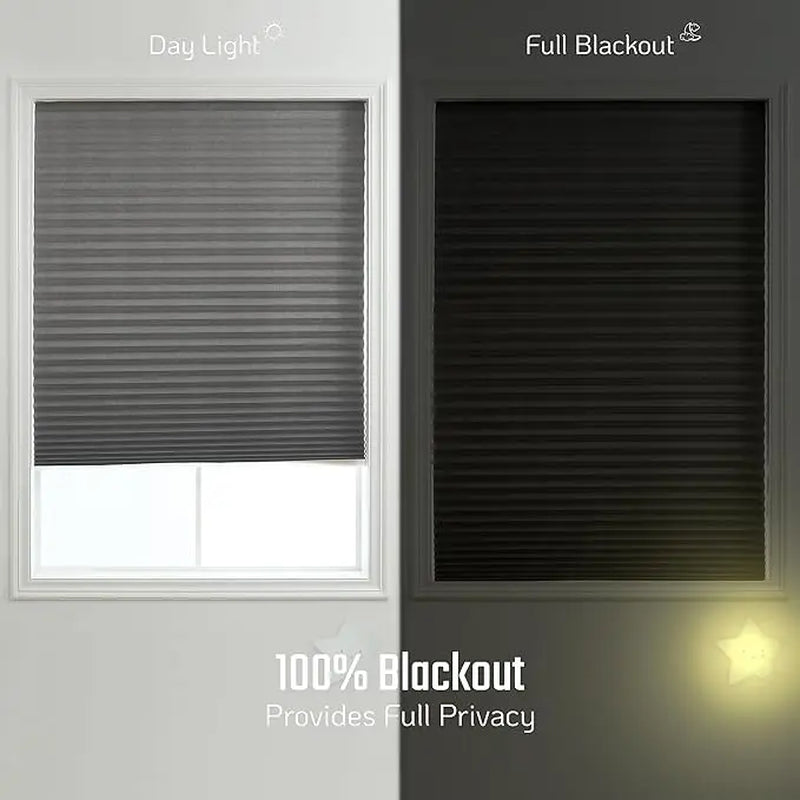 Blackout Roller Blinds | Cellular Fabric 4 Pack Cordless No Drilling Install Complete Privacy Thermal Insulated | Shadisfy