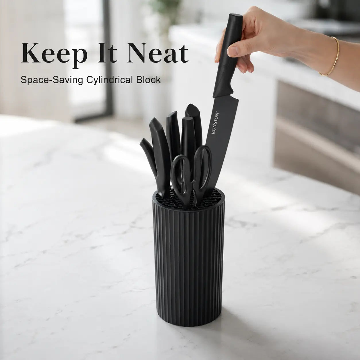 8-Piece Japanese-Style Stainless Steel Cutter Set - Elegant Black, Non-Slip Ergonomic Handle, Dishwasher Washer-Ready - Includes Chef'S Knife, Serrated Knife, Paring Knife and More - Perfect for Holiday Gifts