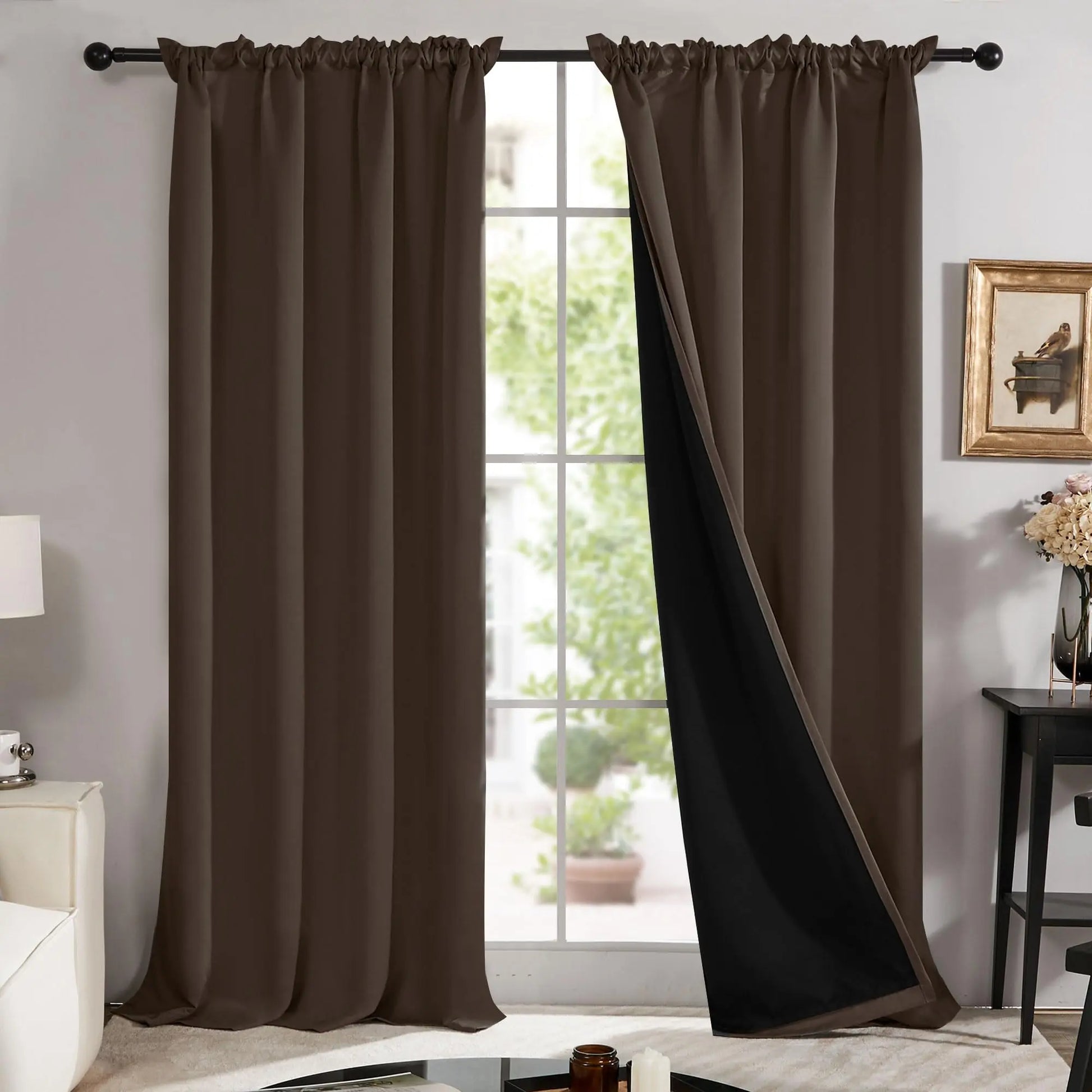 Deconovo Blackout Curtains (2 Panels, Rod Pocket) - Thermal Insulated, Soundproof Drapes with Double Layer for Living Room, Bedroom, Blacking Out Curtains, Soundproof Curtains