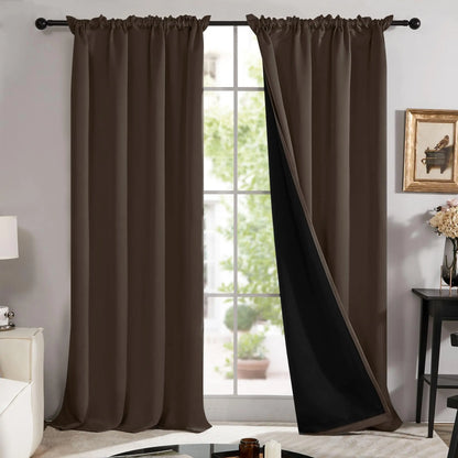 Deconovo Blackout Curtains (2 Panels, Rod Pocket) - Thermal Insulated, Soundproof Drapes with Double Layer for Living Room, Bedroom, Blacking Out Curtains, Soundproof Curtains