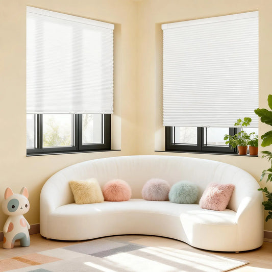 Cordless Honeycomb Blinds, No-Drill Light Filtering Cellular Shades, Tool-Free inside Mount Privacy Shades, Thermal Insulated Curtain for Home Office, White