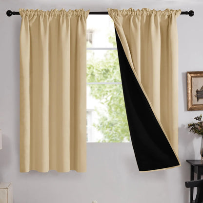 Deconovo Blackout Curtains (2 Panels, Rod Pocket) - Thermal Insulated, Soundproof Drapes with Double Layer for Living Room, Bedroom, Blacking Out Curtains, Soundproof Curtains