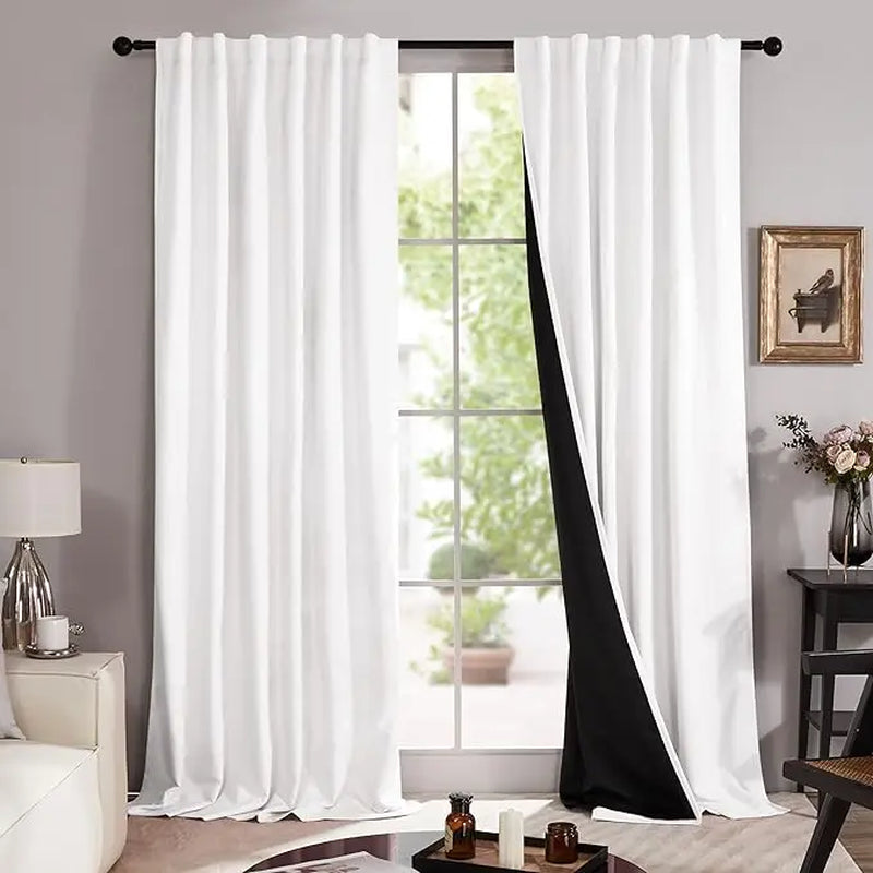 Deconovo Blackout Curtains (2 Panels, Rod Pocket) - Thermal Insulated, Soundproof Drapes with Double Layer for Living Room, Bedroom, Blacking Out Curtains, Soundproof Curtains